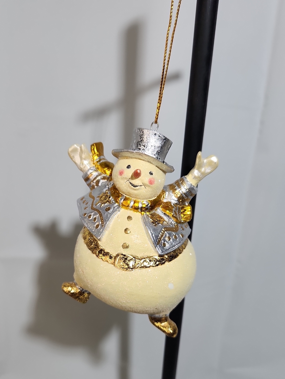 Cream and Gold Snowman Holiday Lightweight Ornament, Blue/Silver/Gold Outfit
